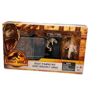 Mattel Jurassic World Dominion RELEASE 'N RAMPAGE Atrociraptor and Soyona Santos